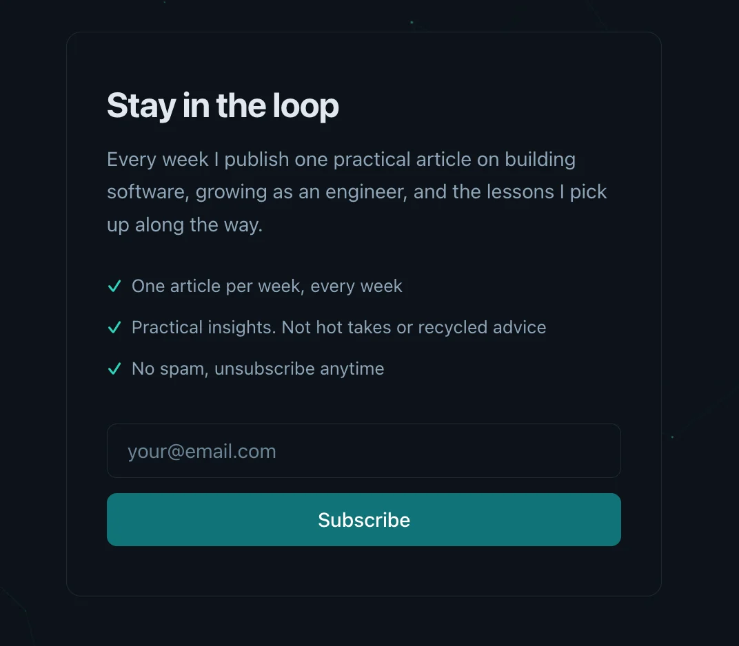 Newsletter section after the rebuild